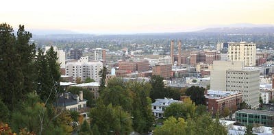 Aerial view of Spokane, WA