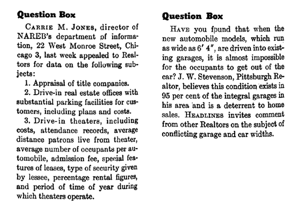 An example of the old NAR Library question box column