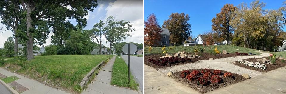 Before and after images: Akron Healing Garden