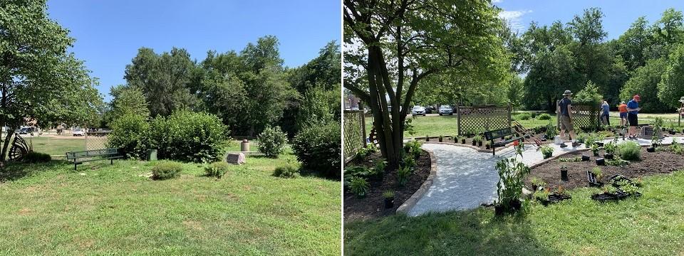 Before and after images: Butterfly Pollinator Garder, Morris, IL