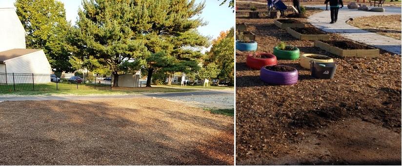 Before and after images: Welsh Park Toddler Garden, DeKalb, IL