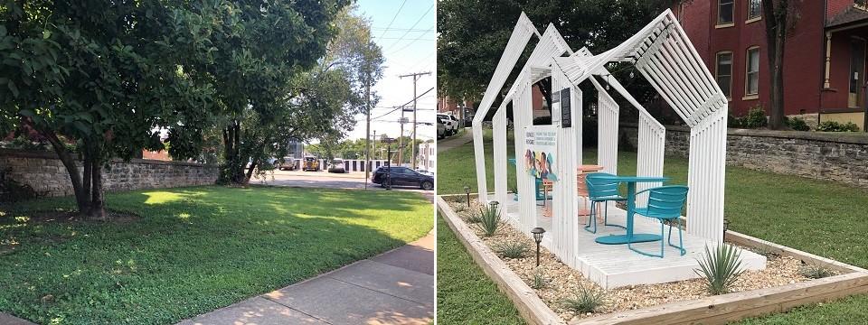 Before and after images: UHS Pocket Park, Nashville, TN