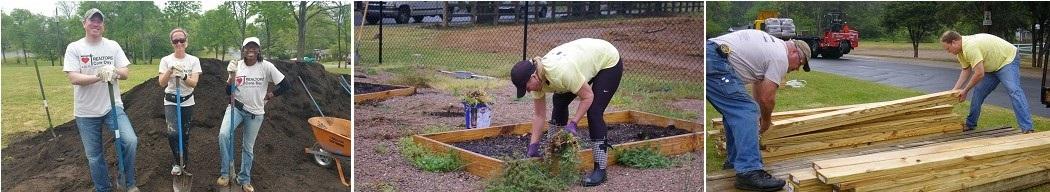 Canopy REALTOR® Association team hard at work to build their community garden.