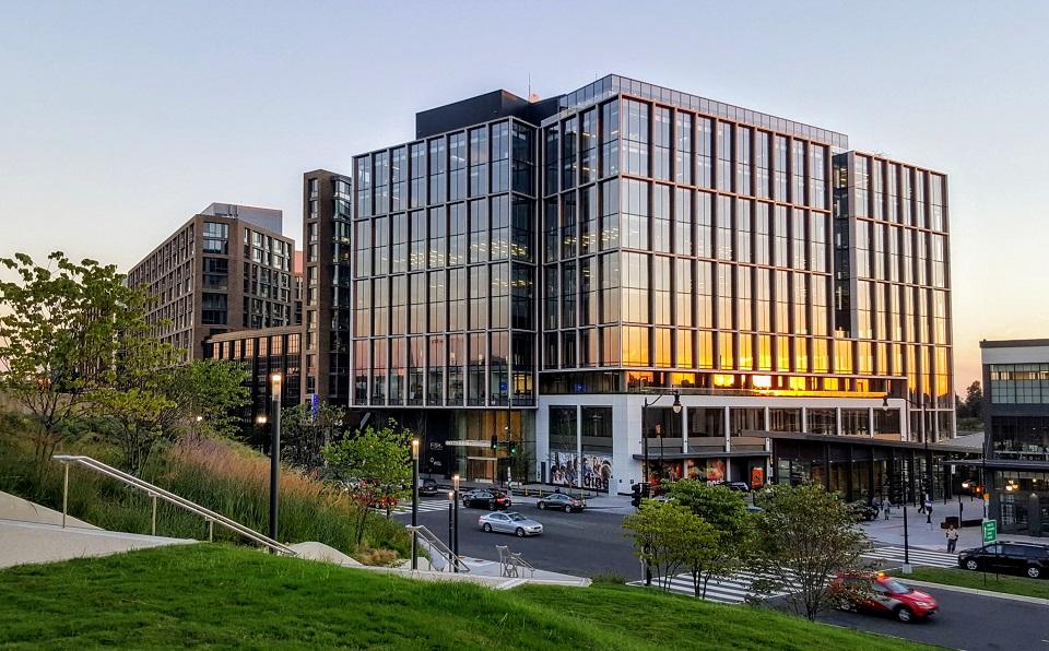 A view showing some of The Wharf office buildings