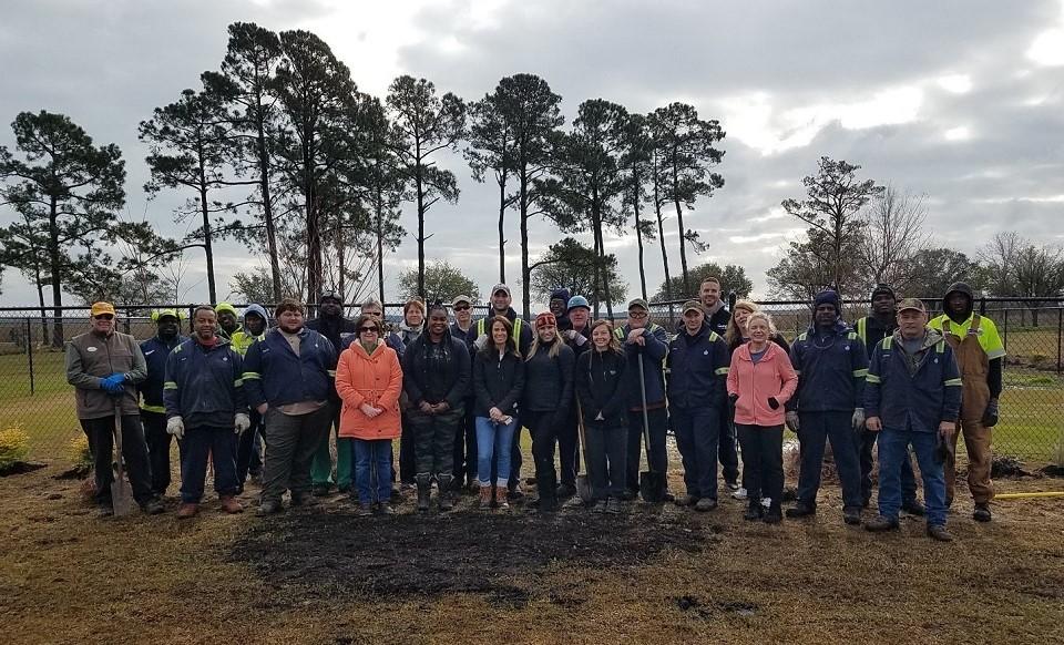 A group photo at the East Bay Park showing all the people involved in the creation of the dog park