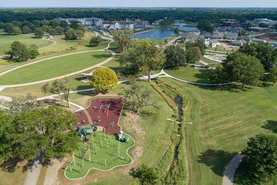 Aerial view of Meadowbrook Park, Prairie Village, Kansas