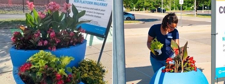 A volunteer participates in the community planting day.