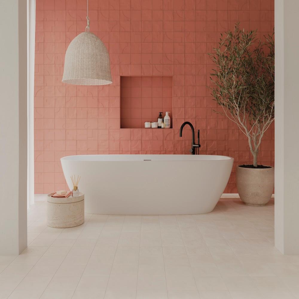 Pink bathroom tile