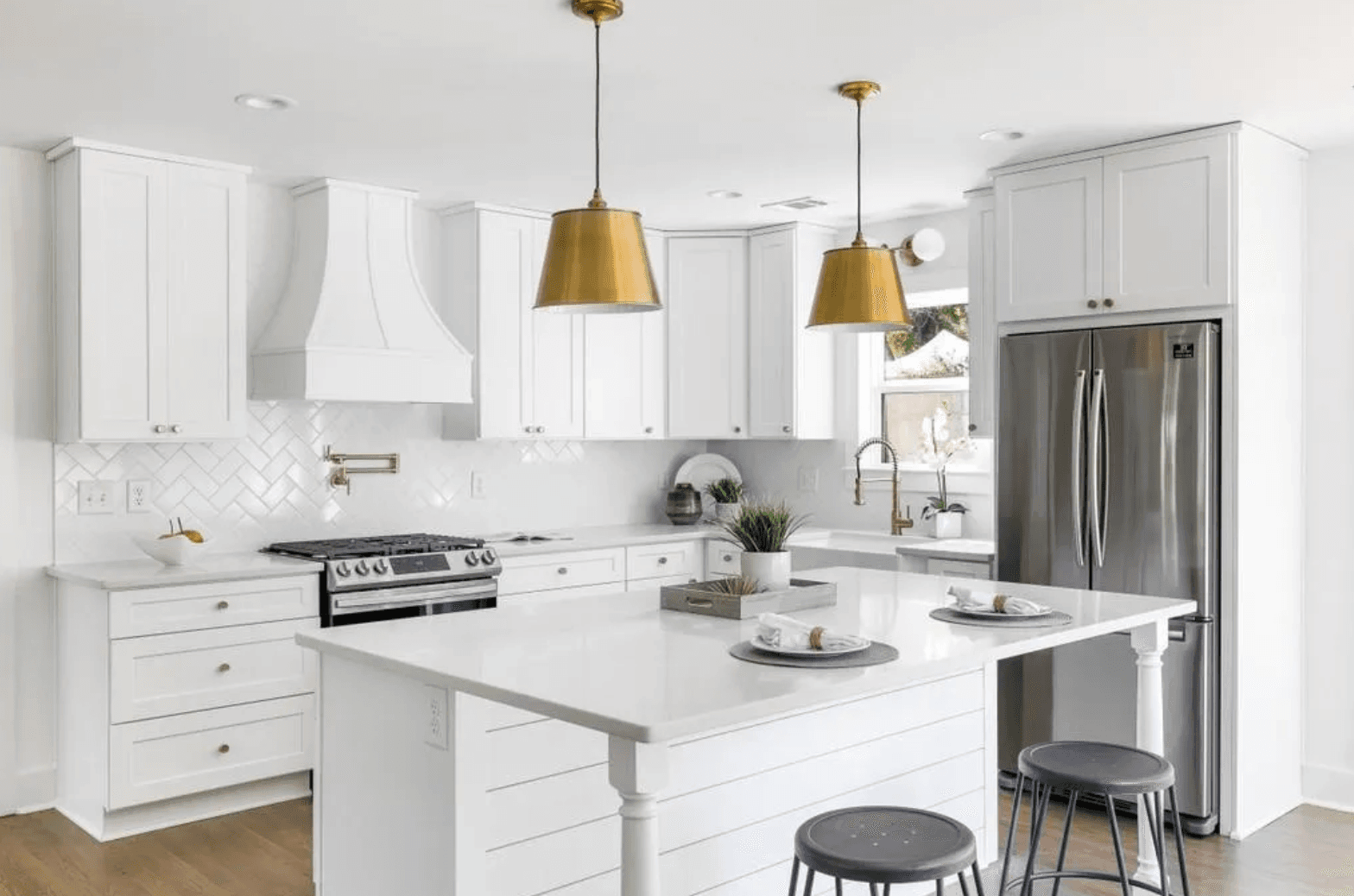 Brass Kitchen Lights over Island