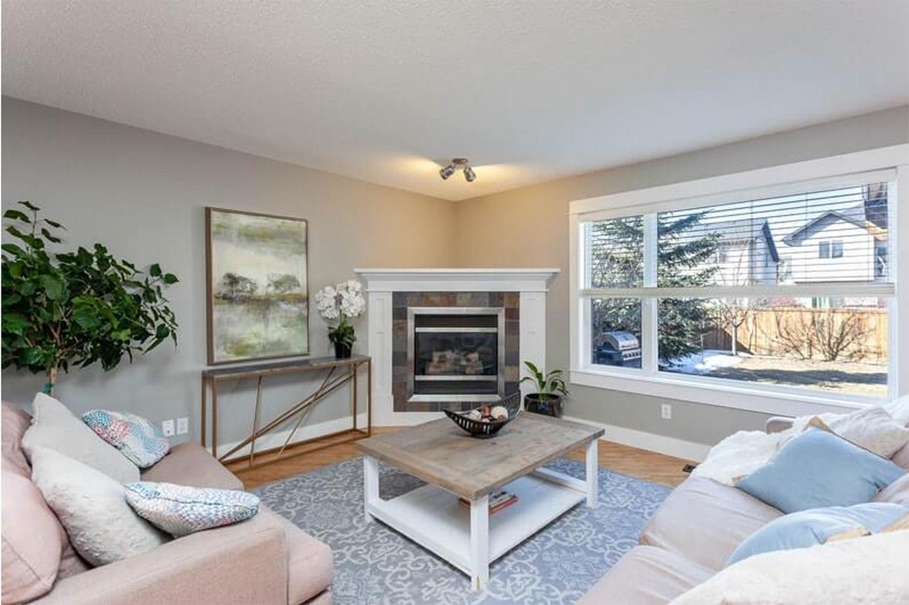 Staged Living Room With Fireplace