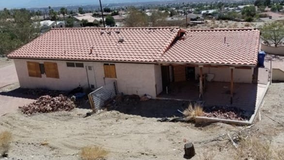 Fire damaged home exterior