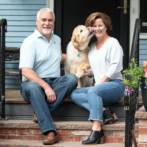 Kevins Sears and Molly with Cooper the dog