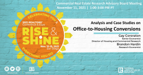 Presentation slides cover: Analysis and Case Studies on Office-to-Housing Conversions