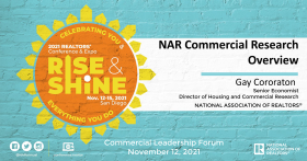 Presentation slides cover: NAR Commercial Research Overview