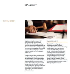 cover image of Chubb publication discussing EPL Assist, or Employment Practices Legal Hotline