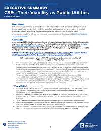 Executive Summary: GSEs: Their Viability as Public Utilities