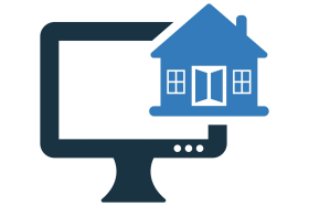 Illustration: Online house real estate vector icon