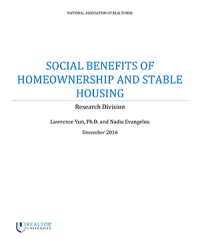 Cover of the Social Benefits of Homeownership and Stable Housing report