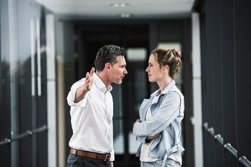 Two colleagues having a heated discussion