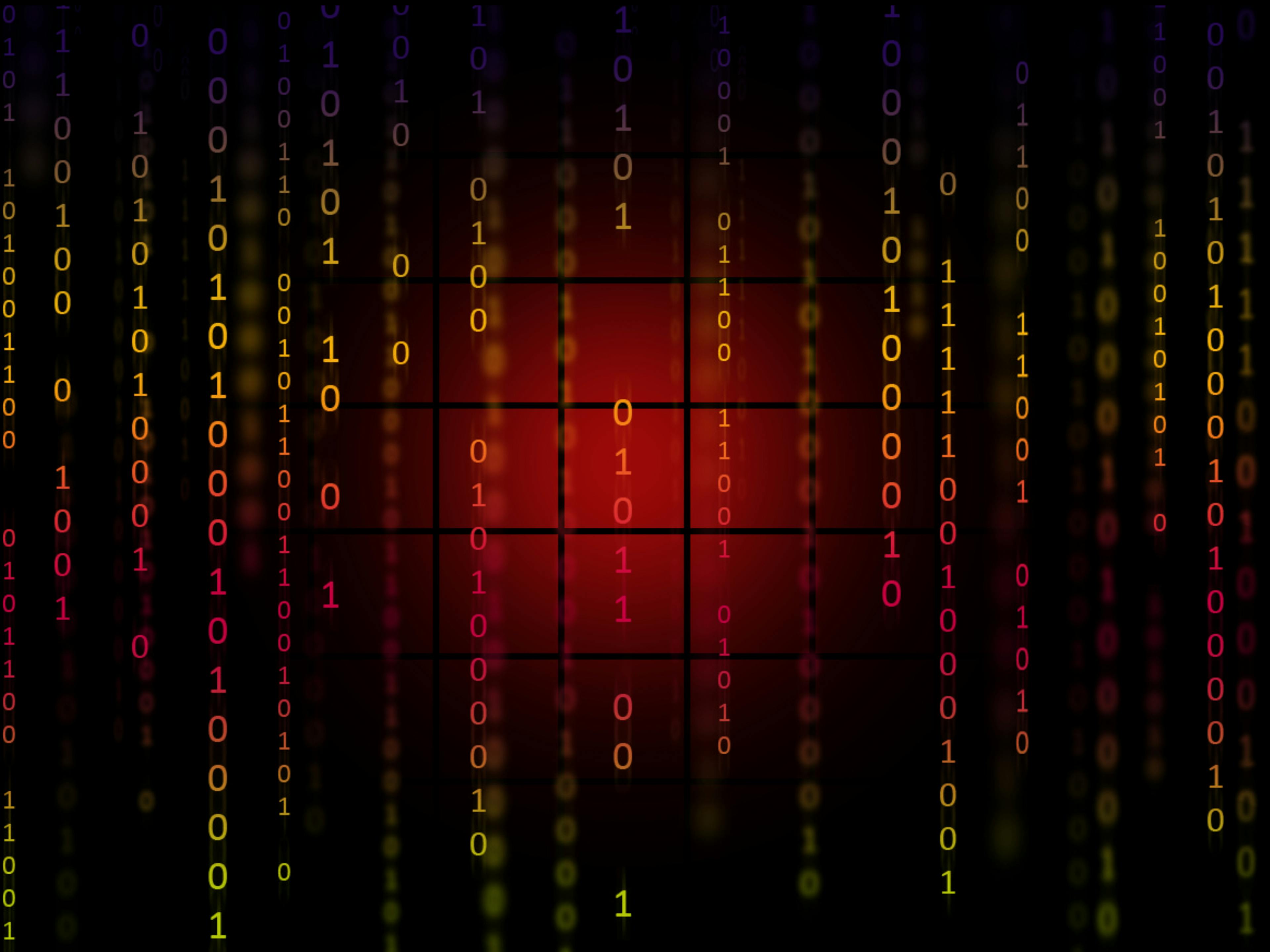 red binary code background matrix style