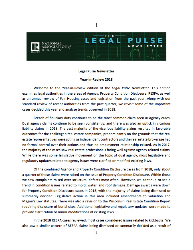 4Q 2018: Agency, PCD, RESPA, and Fair Housing