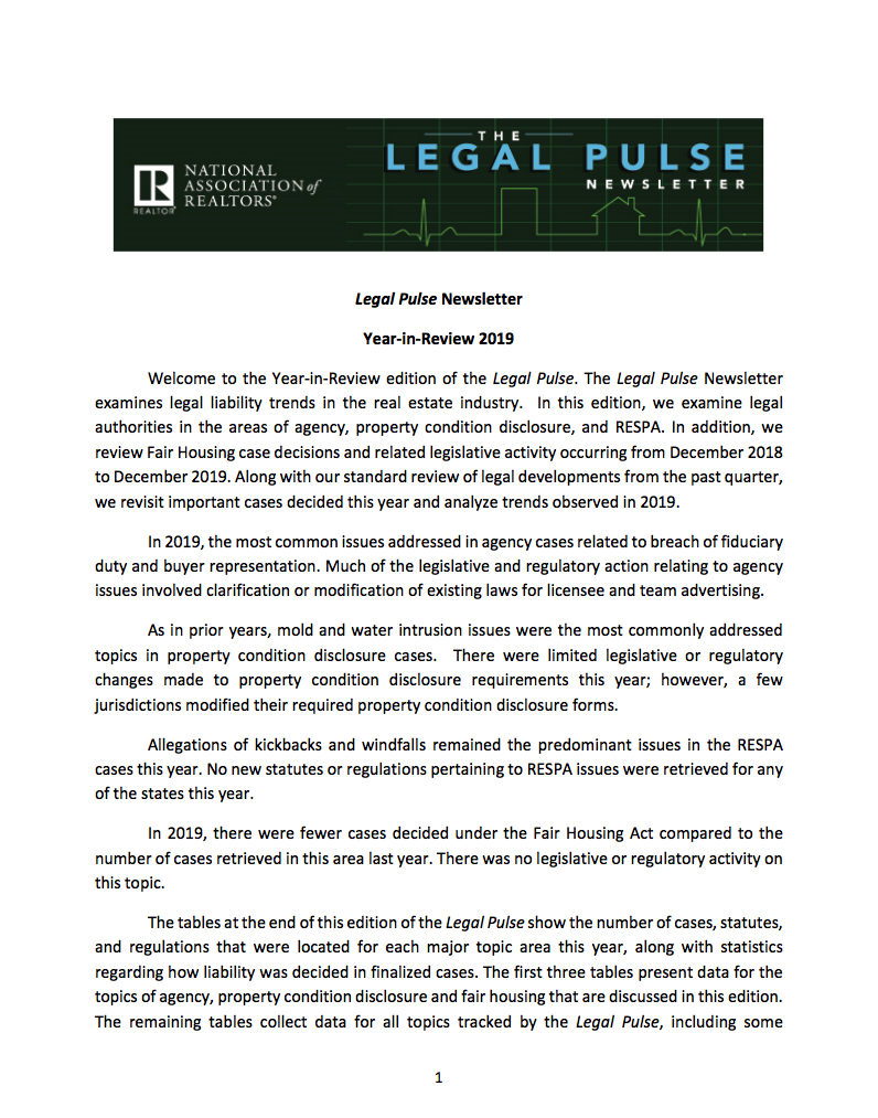 4Q 2019: Agency, PCD, RESPA, and Fair Housing