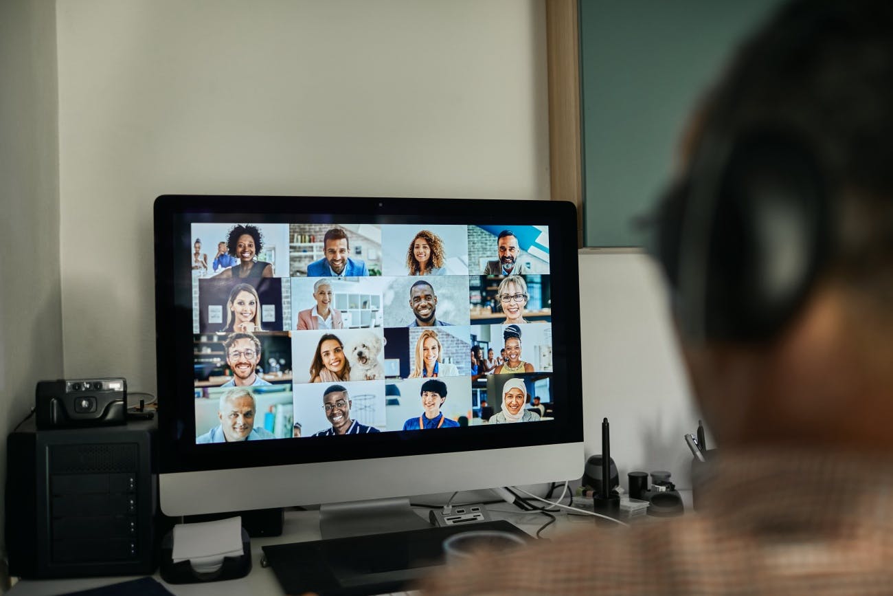 Computer screen showing online meeting participants