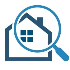 House in magnifying glass icon vector