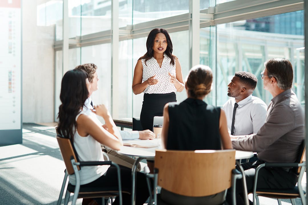 Shot of a group of businesspeople having a meeting in a modern office