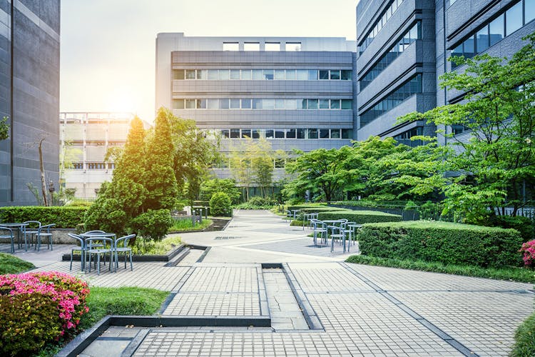 Green office park in Japan