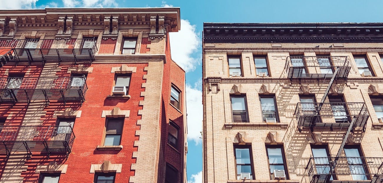 Classic residential buildings in midtown upper Manhattan