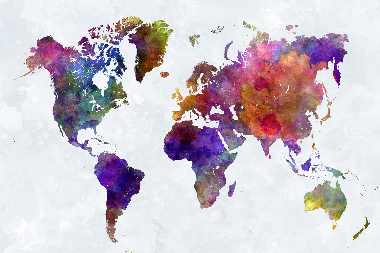 Watercolor world map