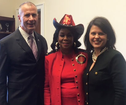 (L–R) John Dohm, Miami Congresswoman Frederica Wilson, & Ana Maria Rodriguez